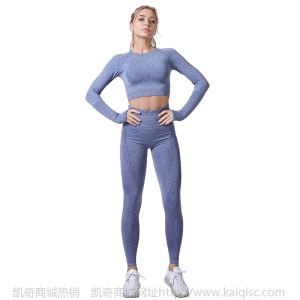 瑜伽服女欧美新款紧身套装点点无缝长袖健身服女士锻炼运动套装