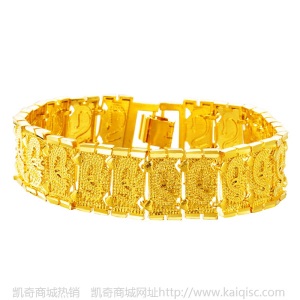 爆款越南沙金饰品霸气复古光面龙头手链男士 铜镀24k999纯金手饰