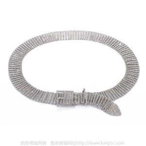 欧美新款时尚满钻腰带女简约大气十排钻重工镶嵌水钻腰链带钻皮带