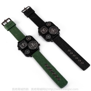 SHIWEIBAO手表男士多时区个性表盘运动牛仔布带石英手表