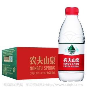 农夫山泉 饮用天然水 380ml*24瓶/箱弱碱性瓶装水 批发