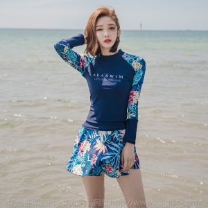 新款韩国女性感蕾丝保守显瘦大胸小胸钢托聚拢泡温泉游泳衣