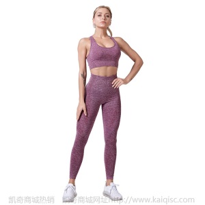 瑜伽服女欧美新款紧身套装点点无缝长袖健身服女士锻炼运动套装