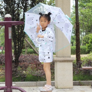 自动雨伞男女宝宝幼儿儿童透明雨伞遮雨直骨卡通长柄伞儿童雨具