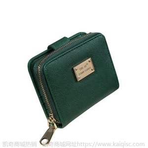 相印皮具*女士短款钱包 女 韩版拉链二折钱夹十字纹多卡位零钱包