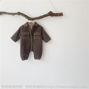 ins新款婴幼儿双层加绒加厚连体衣外出服宝宝休闲爬服外套冬装