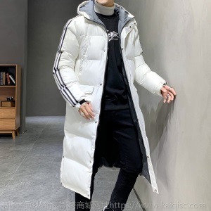 棉衣男冬季新青年过膝加长加厚连帽保暖羽绒棉服潮流运动长款棉袄