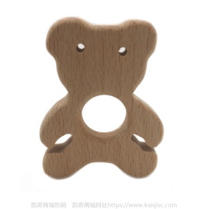 儿童抖音益智早教创意新磨牙安抚玩具榉木卡通动物磨牙棒婴儿牙胶