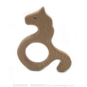 儿童抖音益智早教创意新磨牙安抚玩具榉木卡通动物磨牙棒婴儿牙胶
