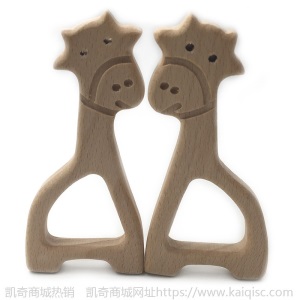 儿童抖音益智早教创意新磨牙安抚玩具榉木卡通动物磨牙棒婴儿牙胶