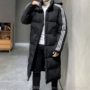 棉衣男冬季新青年过膝加长加厚连帽保暖羽绒棉服潮流运动长款棉袄