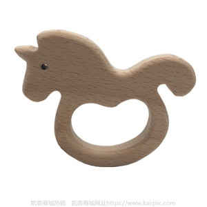 儿童抖音益智早教创意新磨牙安抚玩具榉木卡通动物磨牙棒婴儿牙胶