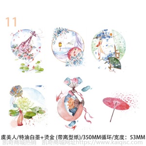 三渡文创和纸胶带分装人物古风少女烫金特油帅哥手账素材手帐胶带
