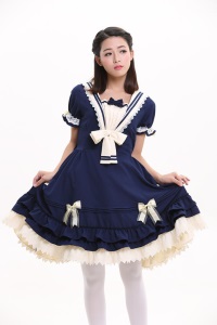 LOLITA洛丽塔洋装茵河的帆影茶会服夏日海军装学院风公主裙连衣裙