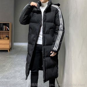 棉衣男冬季新青年过膝加长加厚连帽保暖羽绒棉服潮流运动长款棉袄