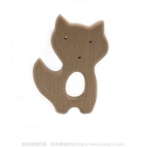 儿童抖音益智早教创意新磨牙安抚玩具榉木卡通动物磨牙棒婴儿牙胶