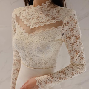 宴会礼服套装女2021春新款优雅气质蕾丝上衣收腰包臂半身裙两件套