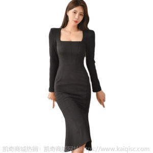 露背名媛礼服女装2020设计感气质修身宴会显瘦包臀鱼尾职业连衣裙