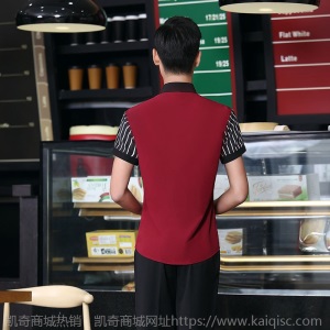 厂家批发2021夏季酒店西餐厅职业装短袖衬衫男女服务员工作服套装