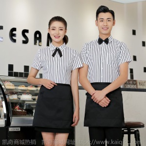 一件代发酒店餐厅男女同款服务员工作服夏季职业装短袖衬衫套装女