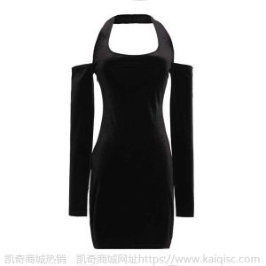 性感冷淡风挂脖露肩背连衣裙2020秋冬修身显瘦夜店女装短裙小礼服