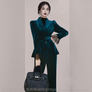 秋冬韩版新款丝绒御姐范气质女神外套时尚显瘦名媛复古两件套