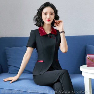 职业装女套装2020春夏新款短袖西装套装制服气质时尚美容师工作服