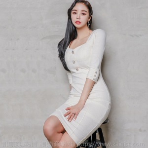 职业女装白色2021春季新款OL气质修身后开叉包臀连衣裙工作制服