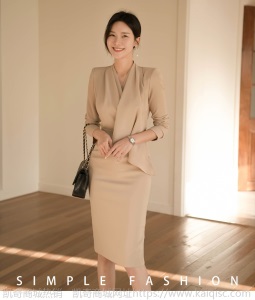 春职业气质连衣裙秋装新款女收腰修身长袖高端名媛ol中长裙子