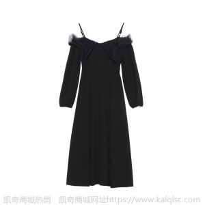 法式一字肩吊带连衣裙2021春季新款女人味气质收腰小礼服裙配腰带