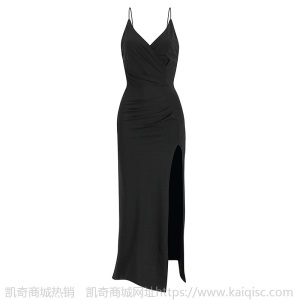 露背宴会礼服女2021夏装新款法式性感海边度假吊带连衣裙修身开叉