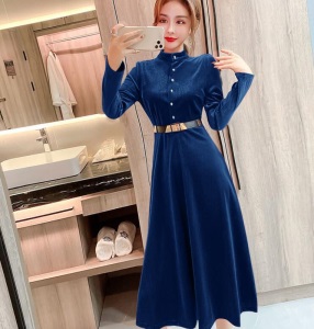 单排扣礼服裙2020冬季新款时尚气质女人味显瘦收腰职业连衣裙修身