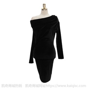 金丝绒小礼服女2021春装新款性感一字领露肩修身包臀宴会连衣短裙