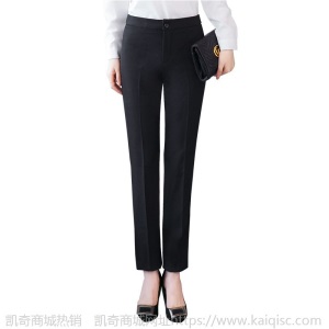 厂家直销加绒加厚西裤女士冬装加厚保暖裤工装裤修身直筒裤黑长裤