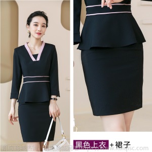 美容院工作服女士秋冬前台职业装长袖制服套装足浴服务员SPA制服