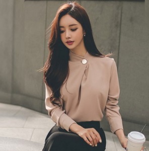 职业女装2021新款气质修身立领搭宽松雪纺衬衣西装女裤两件套装