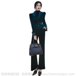 秋冬韩版新款丝绒御姐范气质女神外套时尚显瘦名媛复古两件套