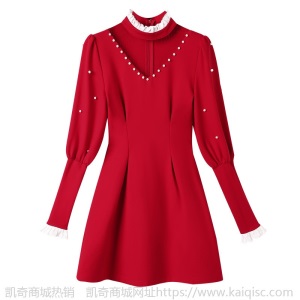 红色跨年礼服女2021春装新款东大门名媛气质时尚显瘦连衣裙宴会装