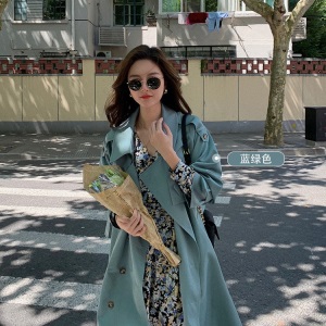 2021春秋季新款韩版名媛时尚大气时尚宽松过膝中长款风衣外套女