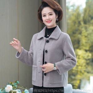 高贵妈妈秋装外套女士秋冬中老年女装短款颗粒绒毛衣加厚皮草上衣