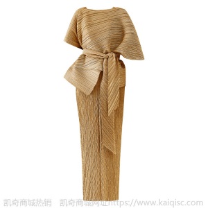 2021夏装新款俩件套气质款女装 修身长款晚会时尚褶皱连衣裙批发