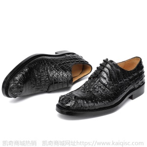  虎狼之狮新款圆头鳄鱼背皮男鞋固特异私人定制正装鞋商务男士皮鞋