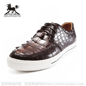虎狼之狮高端鳄鱼皮板鞋高档鳄鱼皮男鞋潮流休闲鞋鳄鱼皮皮鞋正品
