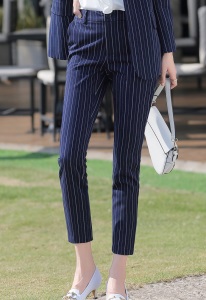 西装套装女2020春秋新款时尚条纹女士西服气质职业商务正装工作服