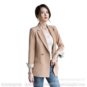 2019春秋新款西装外套女面试职业工作服黑色大码正装小西服中长款