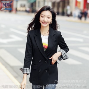 黑色西装外套女2019初秋新款韩版休闲气质百搭宽松网红小西服上衣