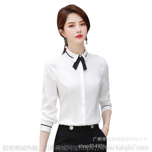 2019秋春新款女士职业白衬衫女装韩版修身气质长袖衬衣正装工作服
