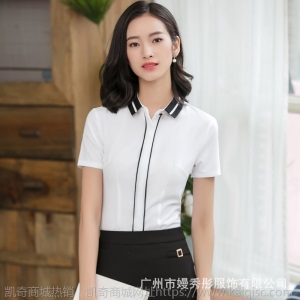 职业装衬衫女OL气质韩版2019夏季新款修身显瘦短袖衬衣正装  8809
