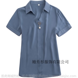 白衬衫女短袖时尚洋气2019年新款大码欧货职业气质OL衬衣女夏873
