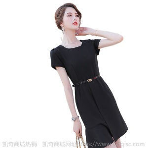 职业装女短袖连衣裙2020夏装新款美容院工作服售楼部房地产气质裙